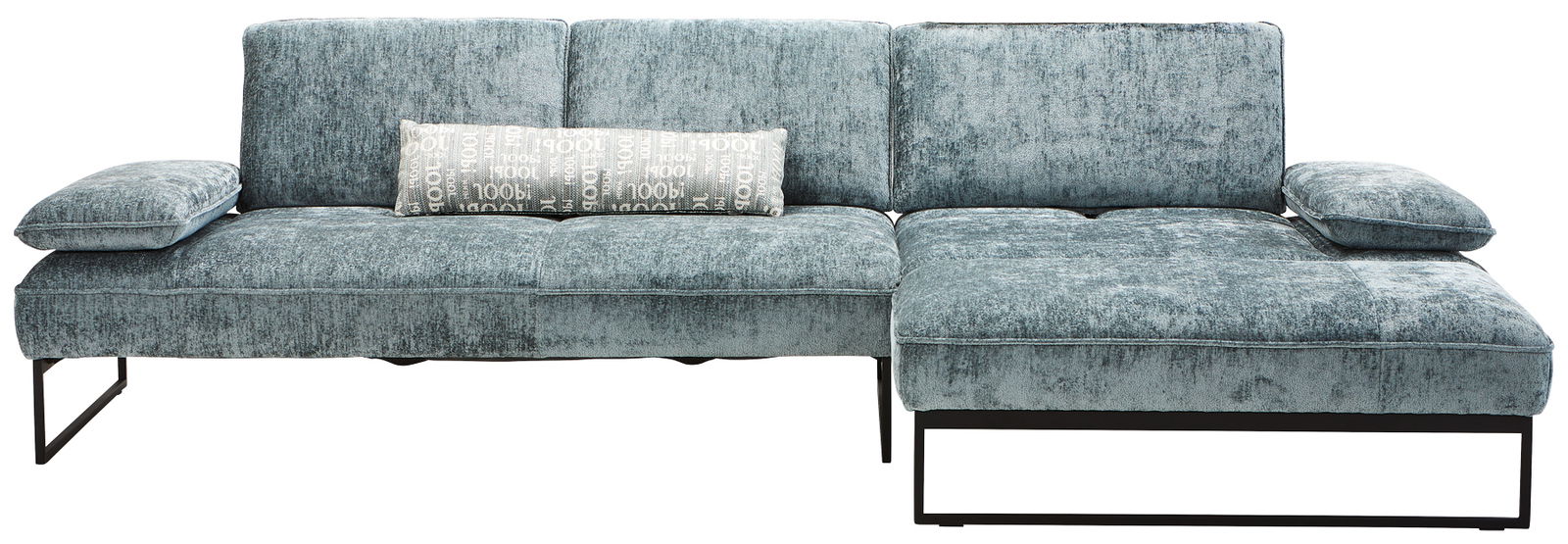 Graues Longchair-Sofa mit Kissen, Vorderansicht