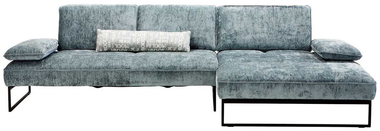 Graues Longchair-Sofa mit Kissen, Vorderansicht