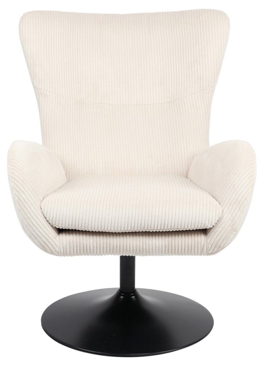 Beiger Sessel SAMOS mit schwarzem Standfuß, Vorderansicht