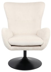 Beiger Sessel SAMOS mit schwarzem Standfuß, Vorderansicht