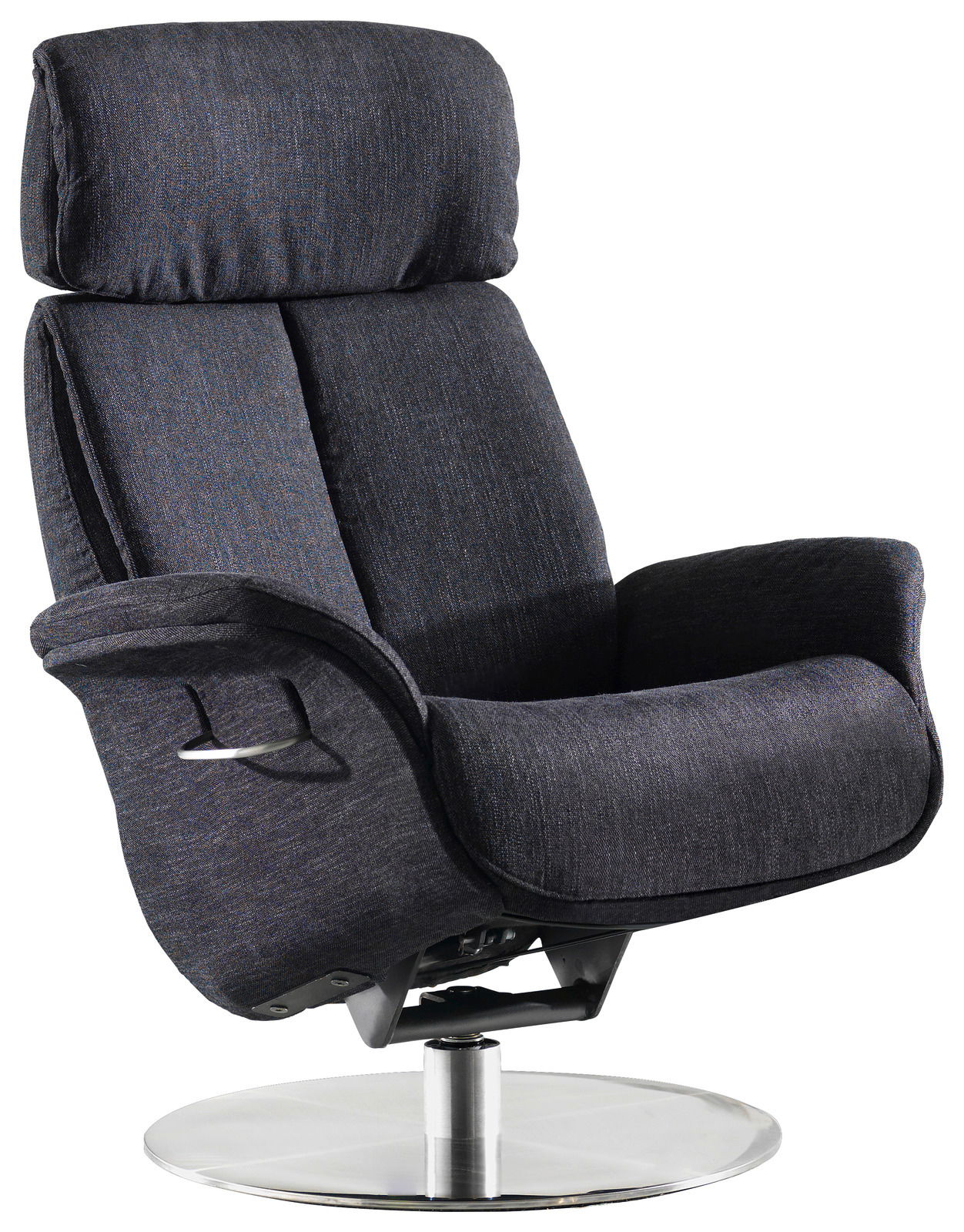 Welnova Relaxsessel 7602 BALANCE Moderner Relaxsessel in dunklem Stoffbezug, seitliche Perspektive