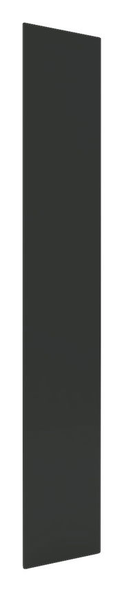 Anthrazitfarbene Tür in schmalem, hohen Design, seitliche Perspektive