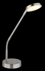 Moderne LED-Tischleuchte aus Metall in seitlicher Perspektive