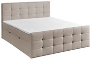 Boxbett mit gepolstertem Kopfteil und Stauraum, seitliche Perspektive