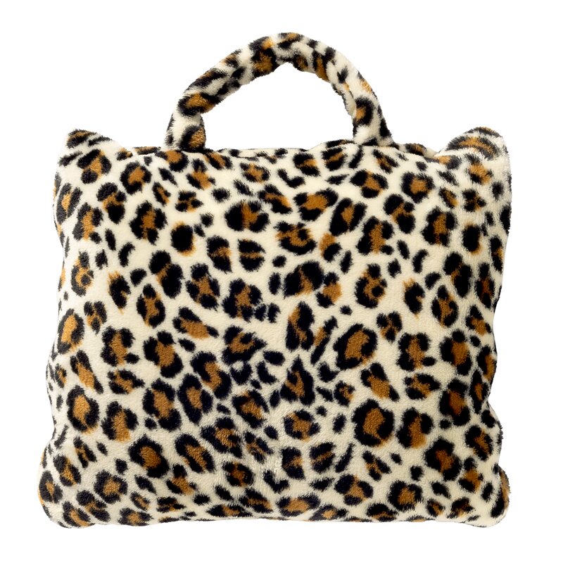 Leopardenmuster Plaid mit Tasche, Vorderansicht