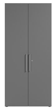 Grauer Aktenschrank mit zwei Türen, Frontalansicht