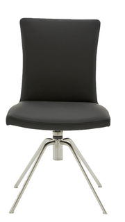 Moderner schwarzer Stuhl mit Metallgestell, Frontalansicht