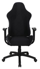 Schwarzer Gaming-Stuhl mit ergonomischem Design und verstellbaren Armlehnen, Vorderansicht