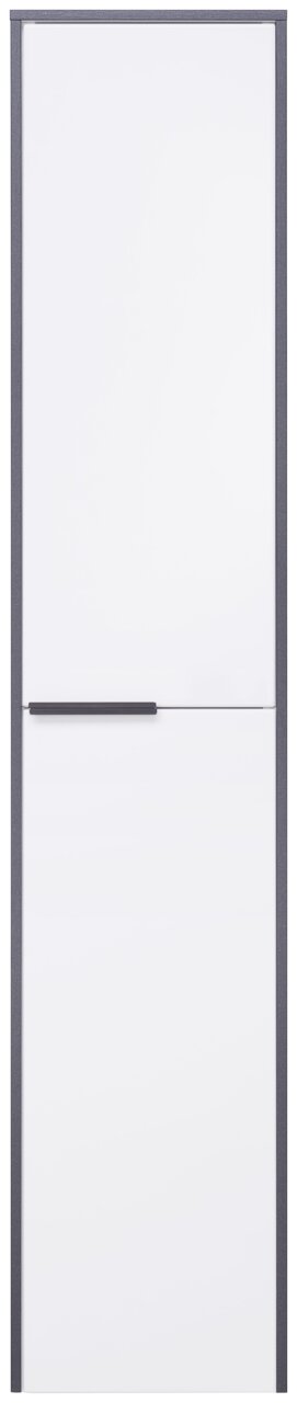 Voleo Hochschrank rechts STELLA Hochschranktür in Weiß mit grauem Rahmen und Griff, Frontalansicht