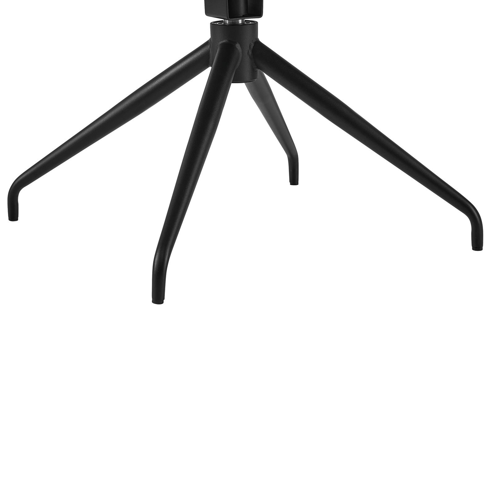 Schwarzes Stuhlgestell mit vier Beinen, seitliche Perspektive