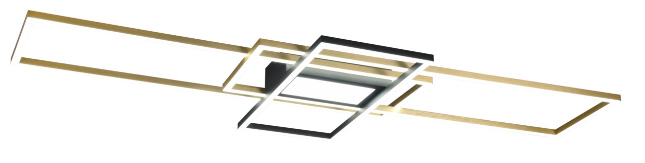 Trio Leuchten LED-Deckenleuchte IRVINE Moderne LED-Deckenleuchte IRVINE, 60W, mit geometrischem Design in Gold und Schwarz, seitliche Perspektive