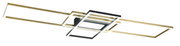 Moderne LED-Deckenleuchte IRVINE, 60W, mit geometrischem Design in Gold und Schwarz, seitliche Perspektive