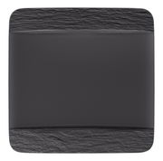 Quadratischer Speiseteller in dunklem Design, Draufsicht