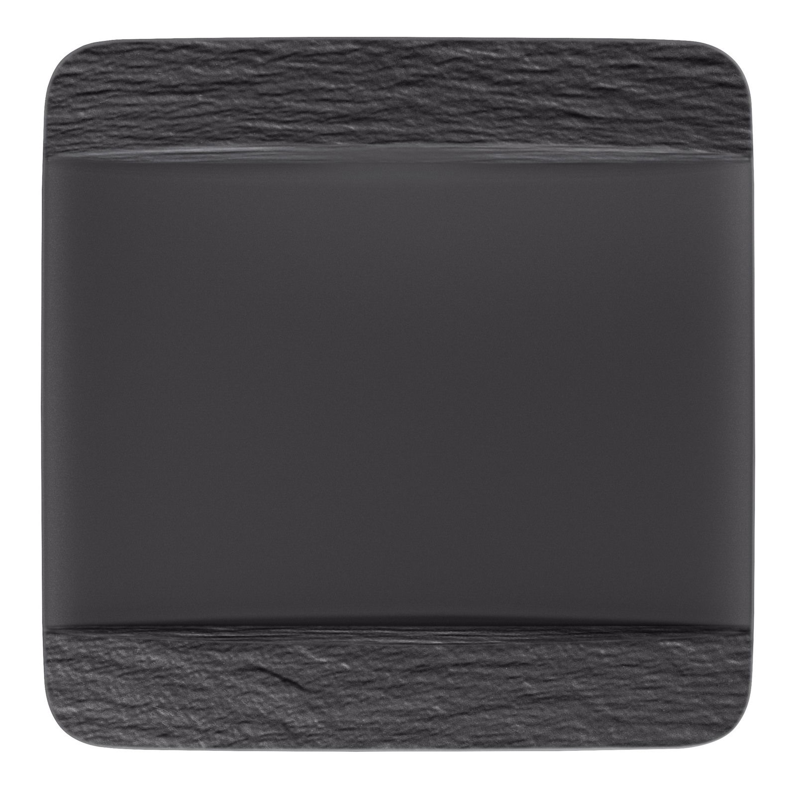 Quadratischer Speiseteller in dunklem Design, Draufsicht