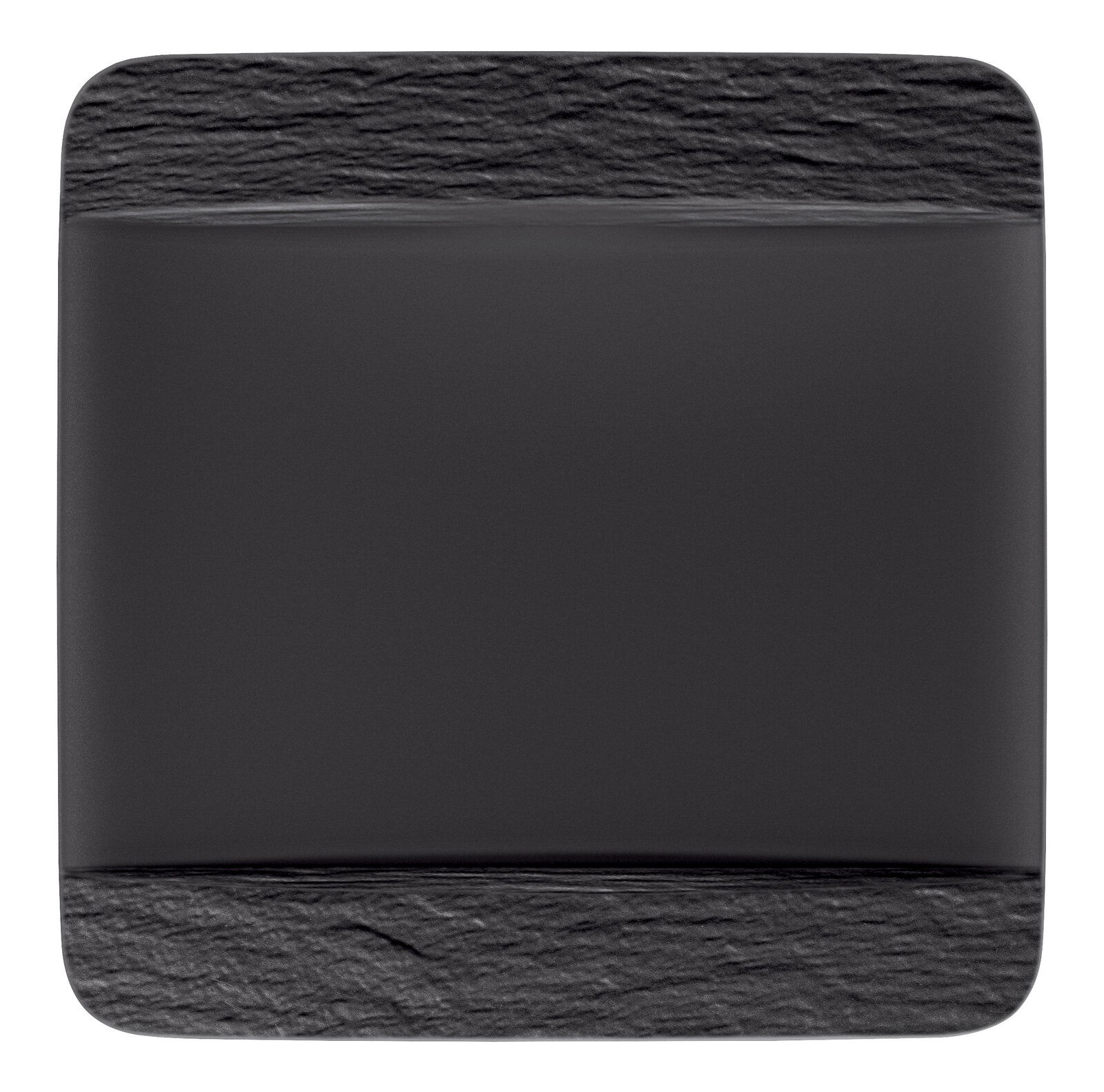 Quadratischer Speiseteller in dunklem Design, Draufsicht