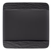 Quadratischer Speiseteller in dunklem Design, Draufsicht