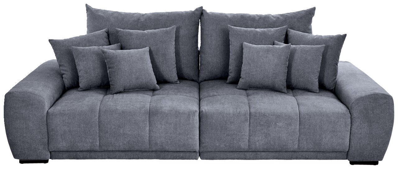 Graues Big-Sofa mit mehreren Kissen, Frontalansicht