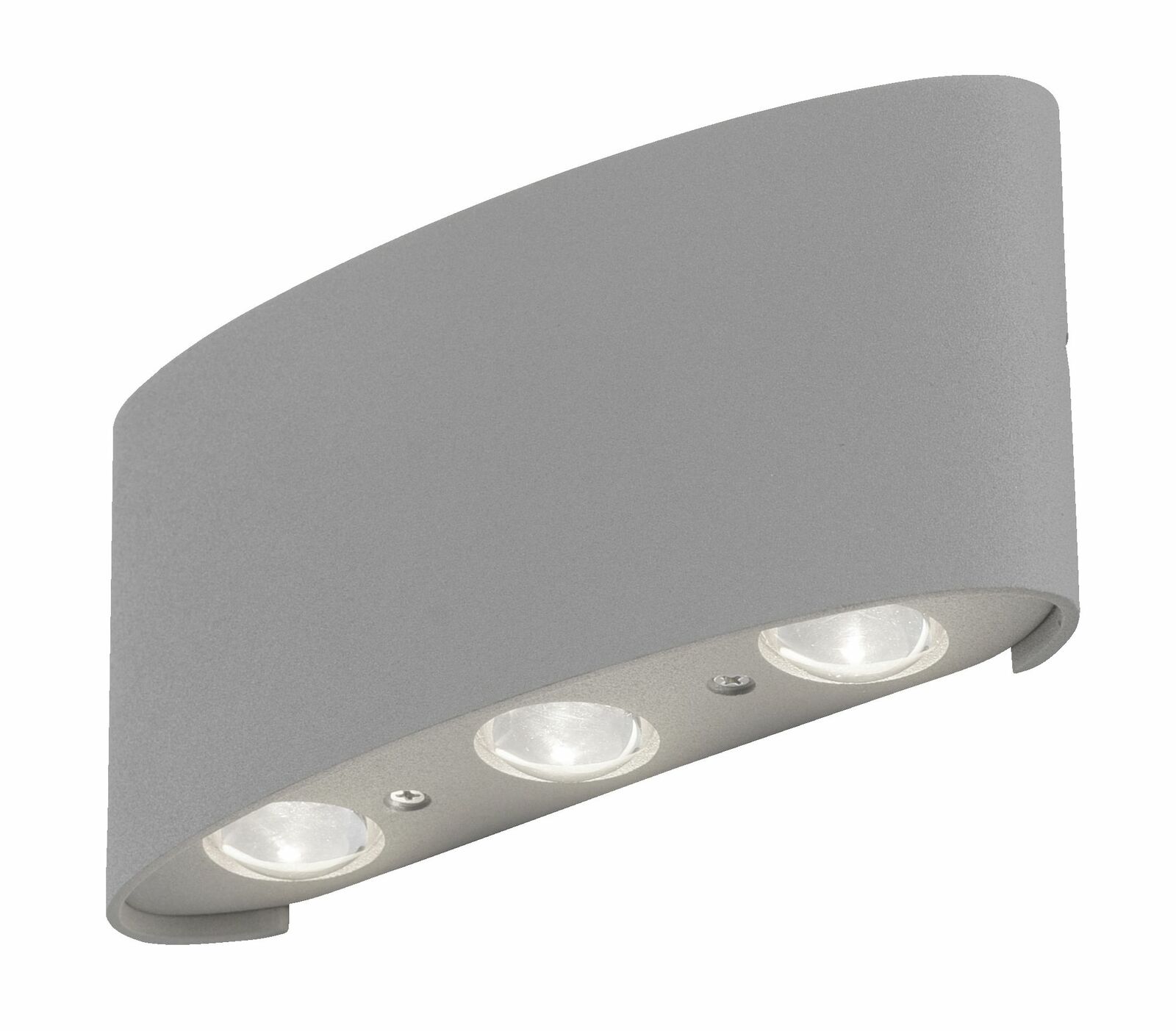 Silberne Wandleuchte CARLO mit drei Lichtquellen, seitliche Perspektive