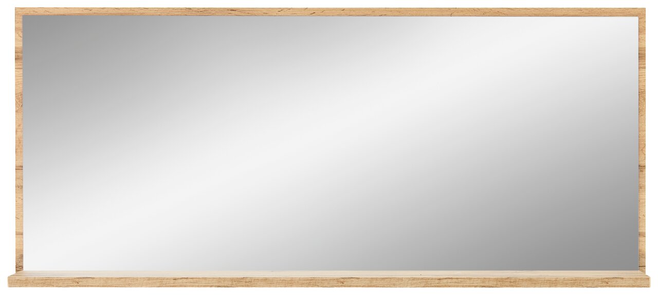 Großer rechteckiger Spiegel mit Holzrahmen, Frontalansicht