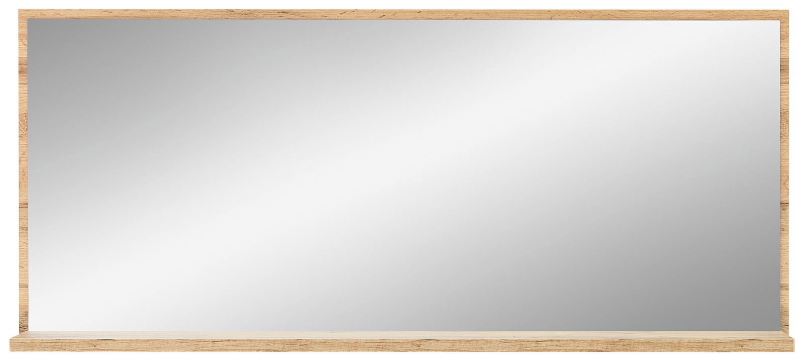 Großer rechteckiger Spiegel mit Holzrahmen, Frontalansicht