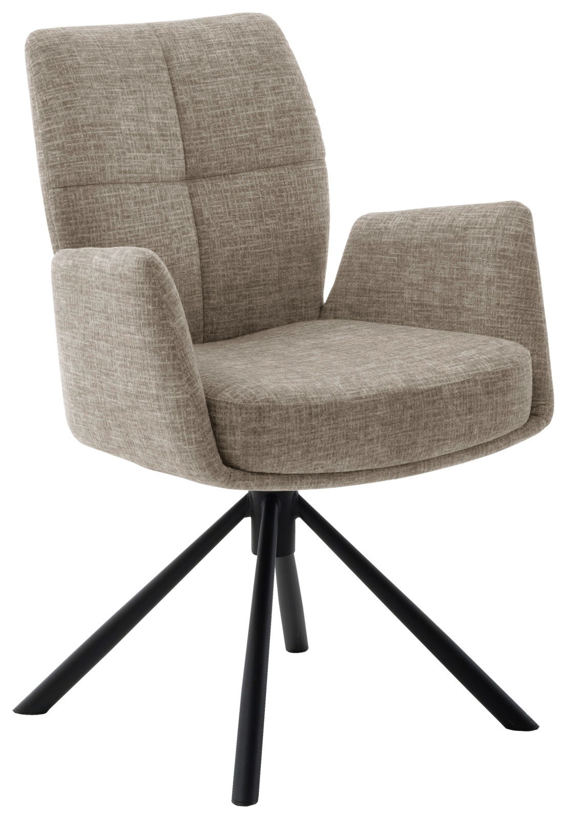 Novel Sessel MORELLA Moderner Sessel mit grauem Stoffbezug und schwarzem Metallgestell, seitliche Perspektive