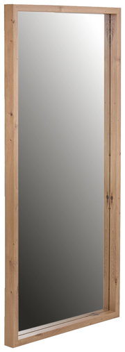 Rechteckiger Spiegel mit Holzrahmen, seitliche Perspektive