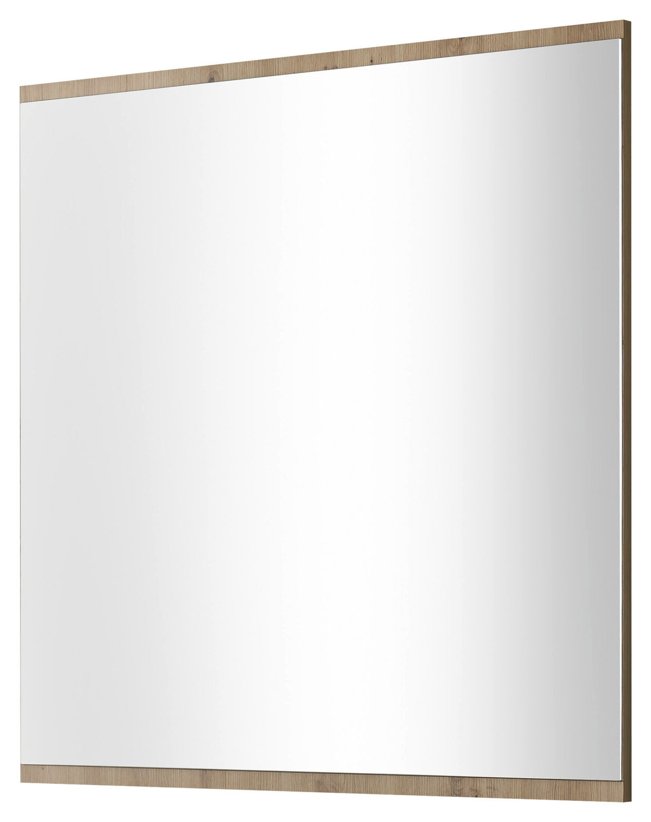 Rechteckiger Spiegel mit Holzrahmen, seitliche Perspektive