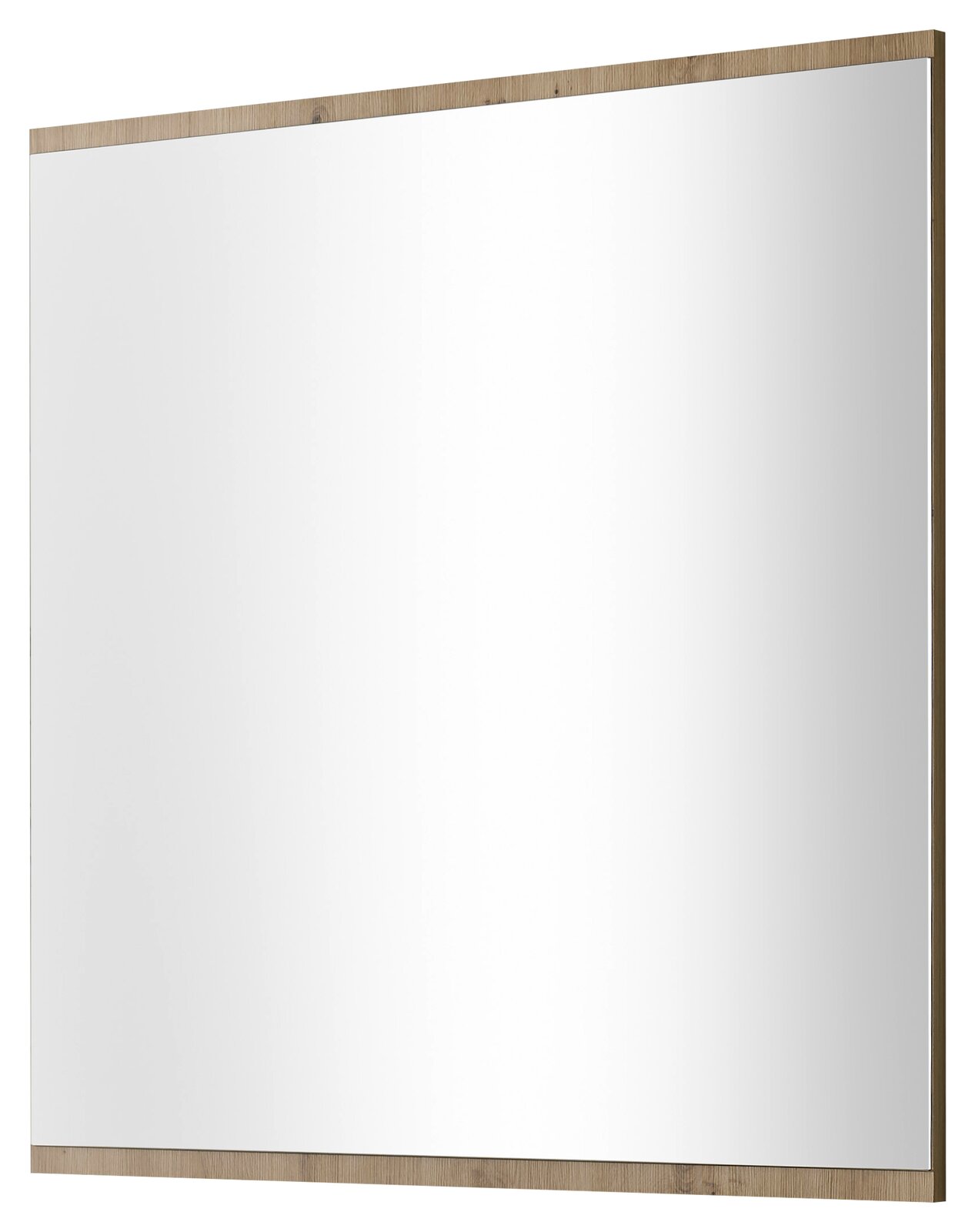 Rechteckiger Spiegel mit Holzrahmen, seitliche Perspektive