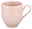 Rosa Kaffeebecher mit Henkel, geriffelte Oberfläche, seitliche Perspektive