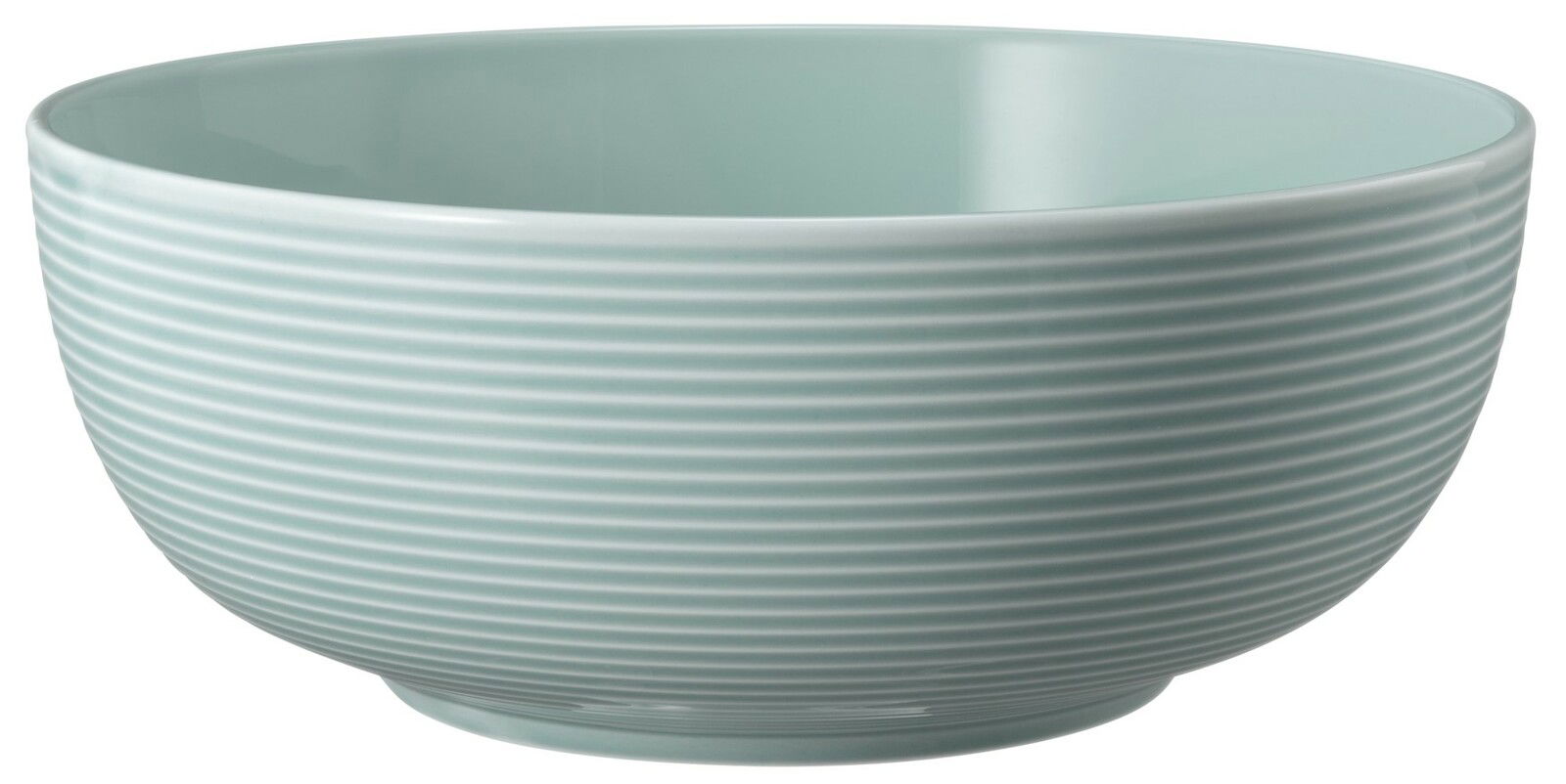 Seltmann Weiden Bowl BEAT Schüssel in Arktisblau mit feinen horizontalen Rillen, seitliche Perspektive