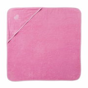 Rosa Kinderhandtuch mit Herzmotiv in der Ecke, Draufsicht