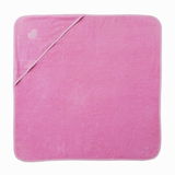 Rosa Kinderhandtuch mit Herzmotiv in der Ecke, Draufsicht