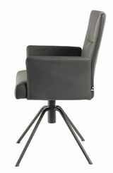 Moderner schwarzer Sessel mit Armlehnen und Metallbeinen, Seitenansicht