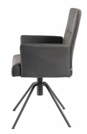 Moderner schwarzer Sessel mit Armlehnen und Metallbeinen, Seitenansicht