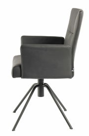 Moderner schwarzer Sessel mit Armlehnen und Metallbeinen, Seitenansicht