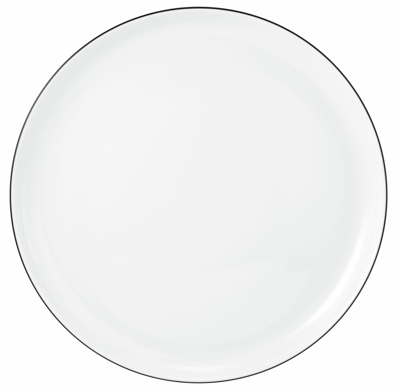 Weißer Speiseteller Lido 26cm mit schwarzem Rand, Draufsicht