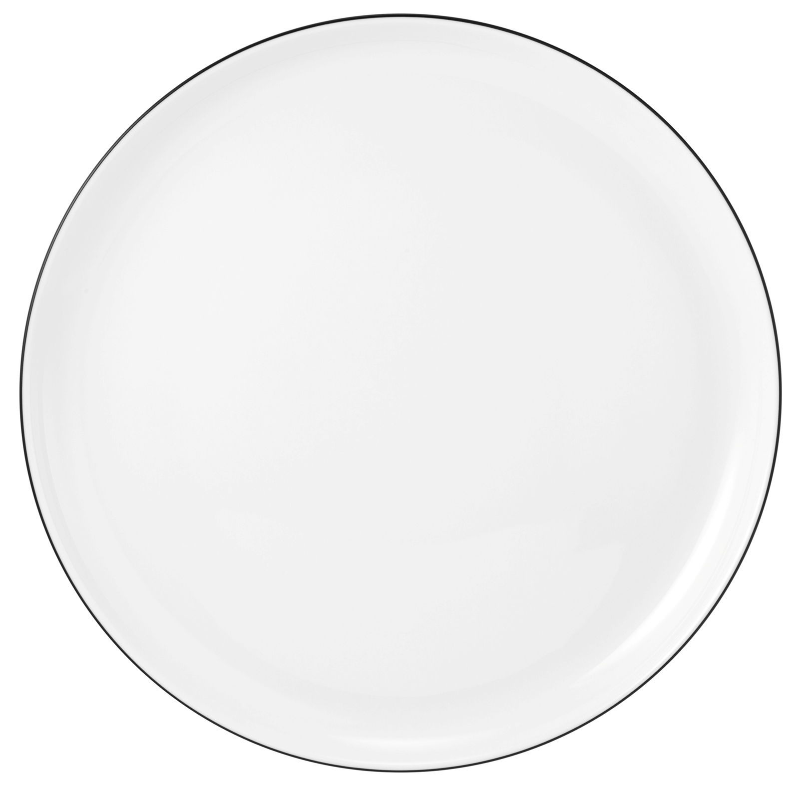 Weißer Speiseteller Lido 26cm mit schwarzem Rand, Draufsicht