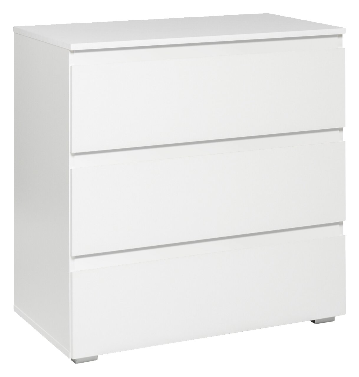 Z2 Kommode IMAGE Weiße Kommode mit drei Schubladen, seitliche Perspektive