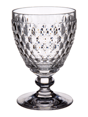 Weissweinglas Boston mit facettiertem Design, seitliche Perspektive