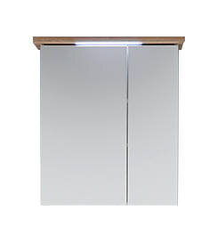 XORA Spiegelschrank NOVENTA Moderner Spiegelschrank mit Holzleiste und integrierter Beleuchtung, Frontalansicht