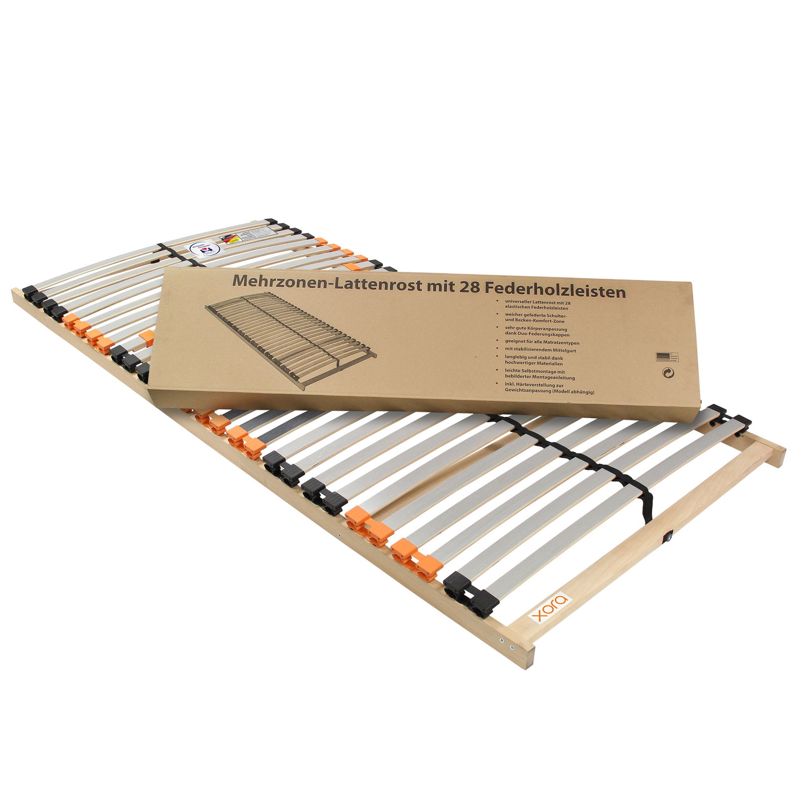 XORA Federholzrahmen NV SMART FIX Mehrzonen-Lattenrost mit 28 Federholzleisten, seitliche Perspektive