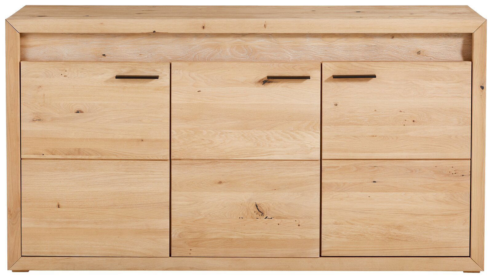 Cantus Sideboard CLEVELAND Frontansicht eines modernen Highboards aus hellem Holz mit drei Türen und minimalistischen Griffen.