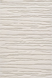 Beiger Teppich mit horizontaler, reliefartiger Struktur und dezentem Streifenmuster, Draufsicht von oben (Top-Down).