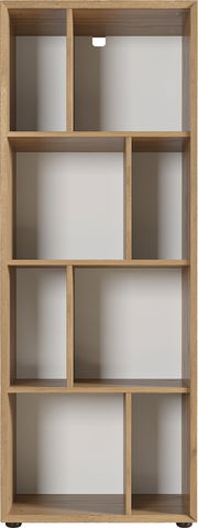 Holzregal mit mehreren Fächern, frontal betrachtet