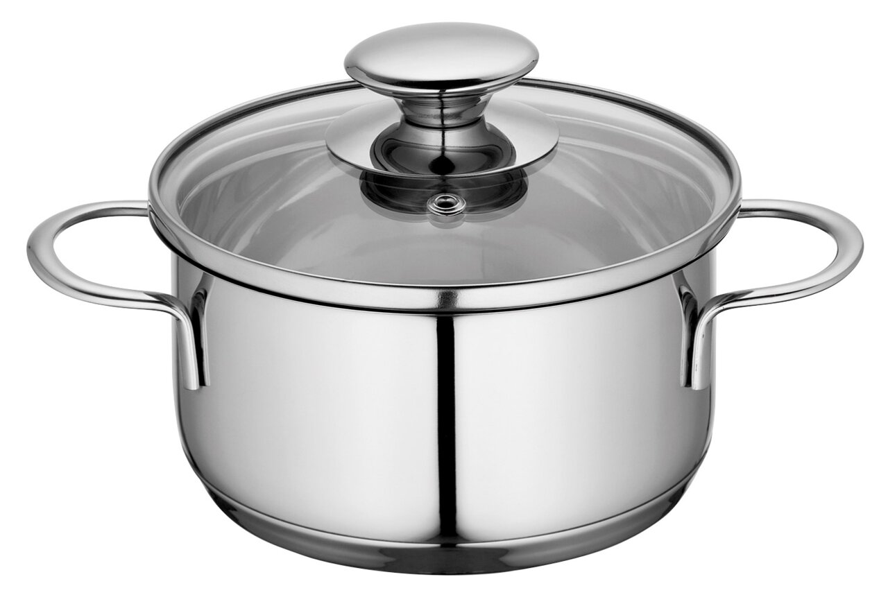 KÜCHENPROFI Kochtopf CAPRI Edelstahl Kochtopf CAPRI, 14 cm, mit Glasdeckel und zwei Griffen, seitliche Perspektive