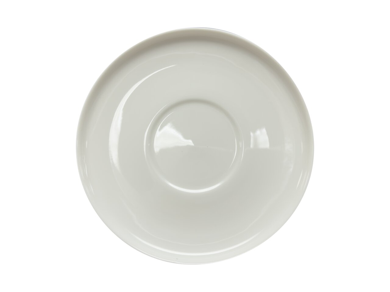 Weiße Untertasse aus der Vogelperspektive