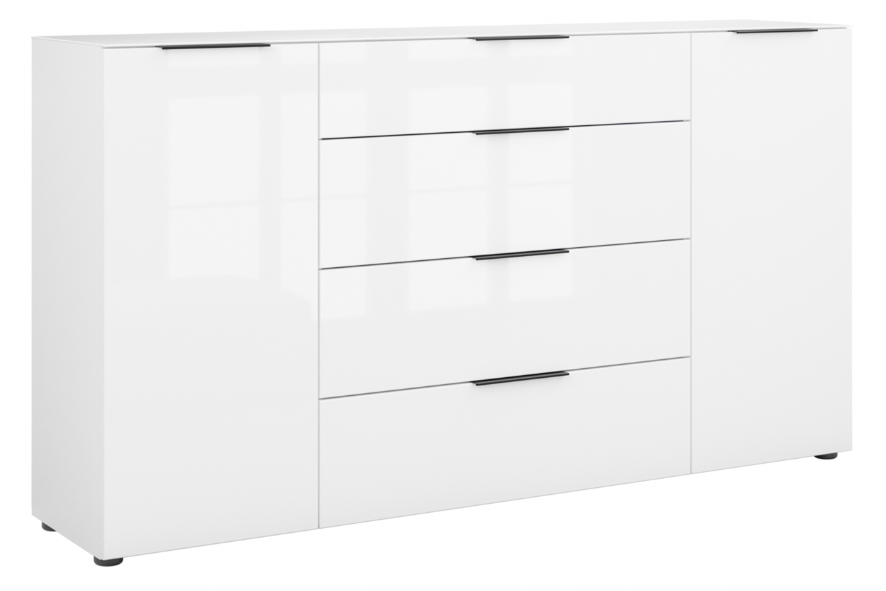 Novel XL-Sideboard STYLE Weißes XL-Sideboard mit vier Schubladen und zwei Türen, frontale Ansicht