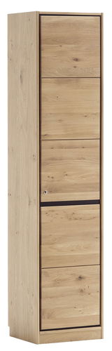 Hochformatiger Aktenschrank aus Holz mit einer Tür, seitliche Perspektive