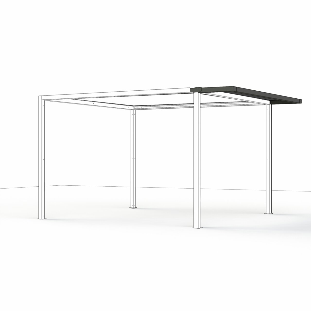 Siena Garden Dacherweiterung SCHATTENMANUFAKTUR Metallrahmen einer Dacherweiterung, seitliche Perspektive
