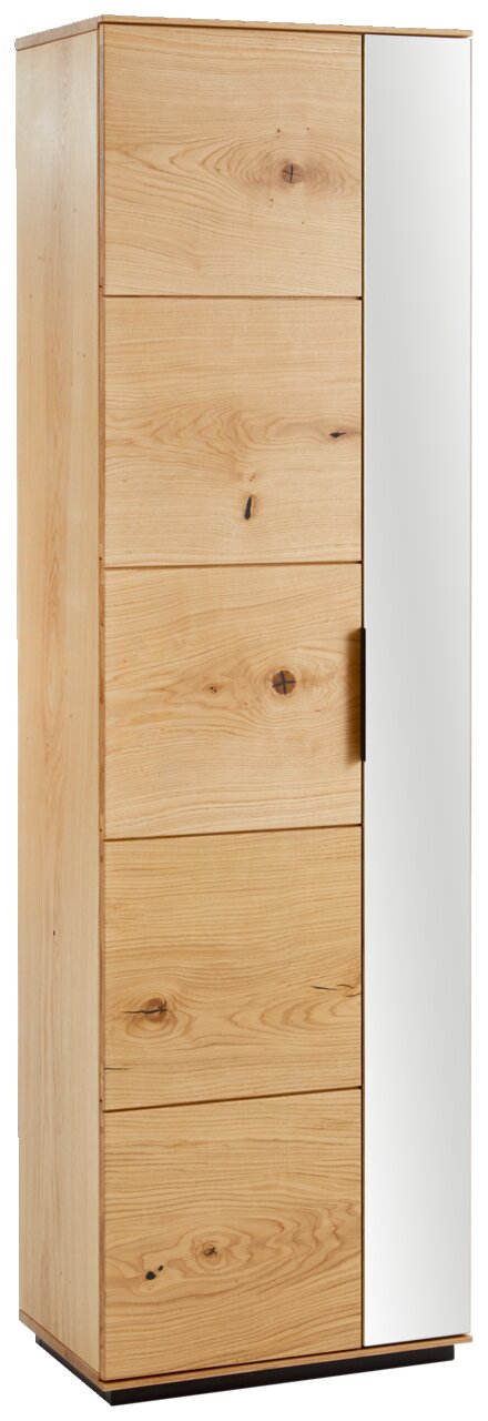 Linea Natura Garderobenschrank SIGNUM Garderobenschrank aus Holz mit Spiegeltür, seitliche Perspektive